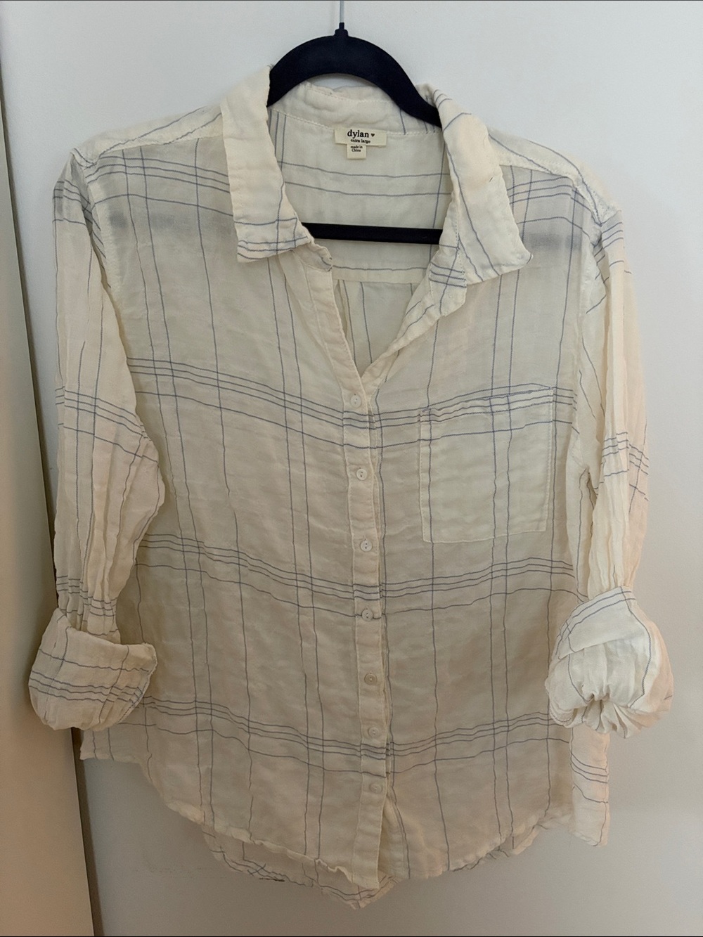 dylan blue check top